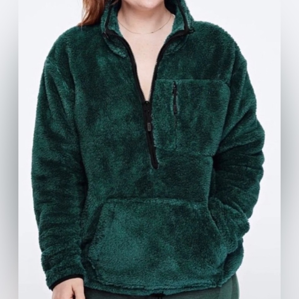 PINK Victoria’s Secret Teddy Half Zip Sherpa Fleece Sweatshirt Pullover